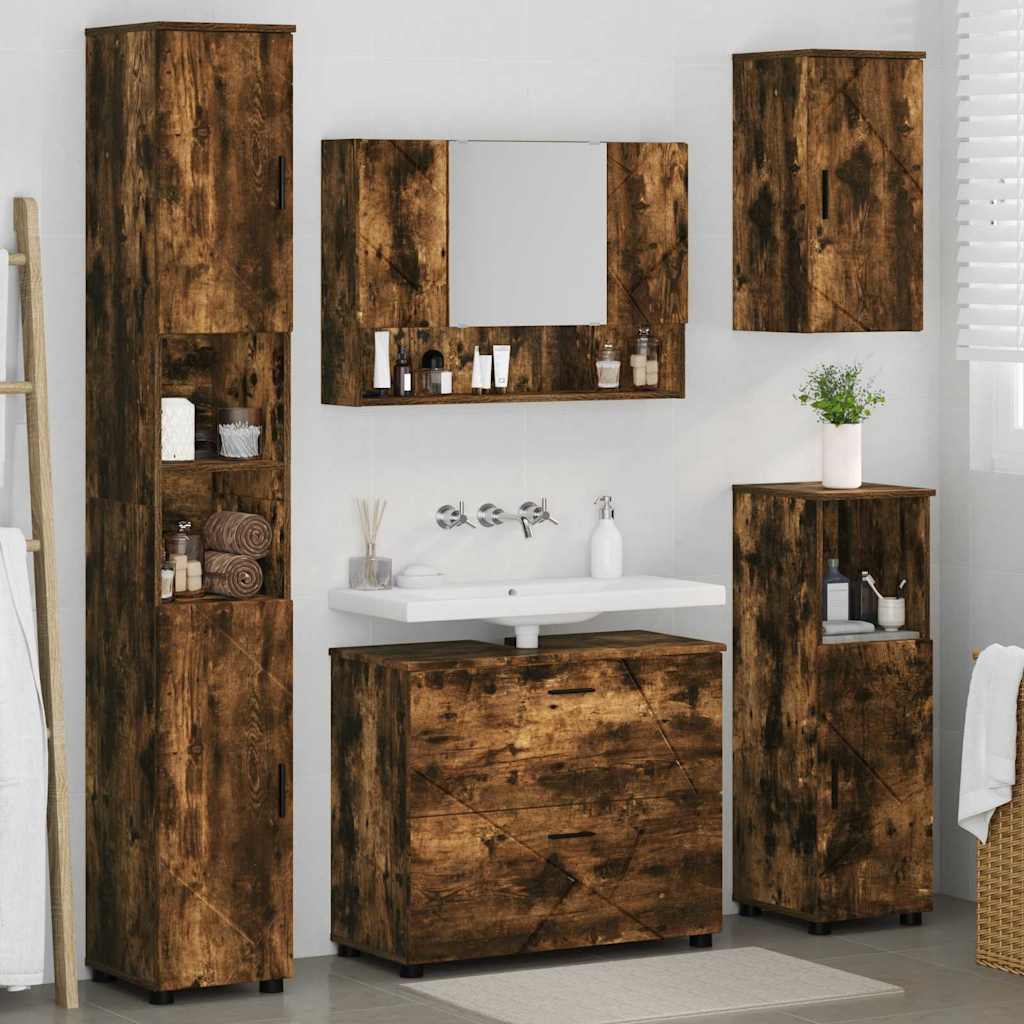 Bathroom Furniture Set 5 pcs Smoked oak 30 x 35 x 192 cm